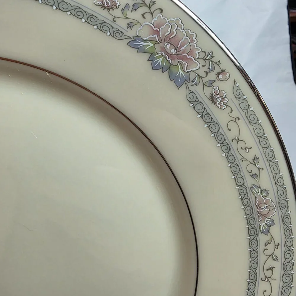TWO Lenox Charleston Dinner Plate Pastel Floral Band Cosmopolitan Line